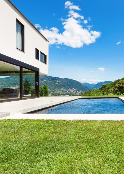 Modern villa , outdoor, view from garden